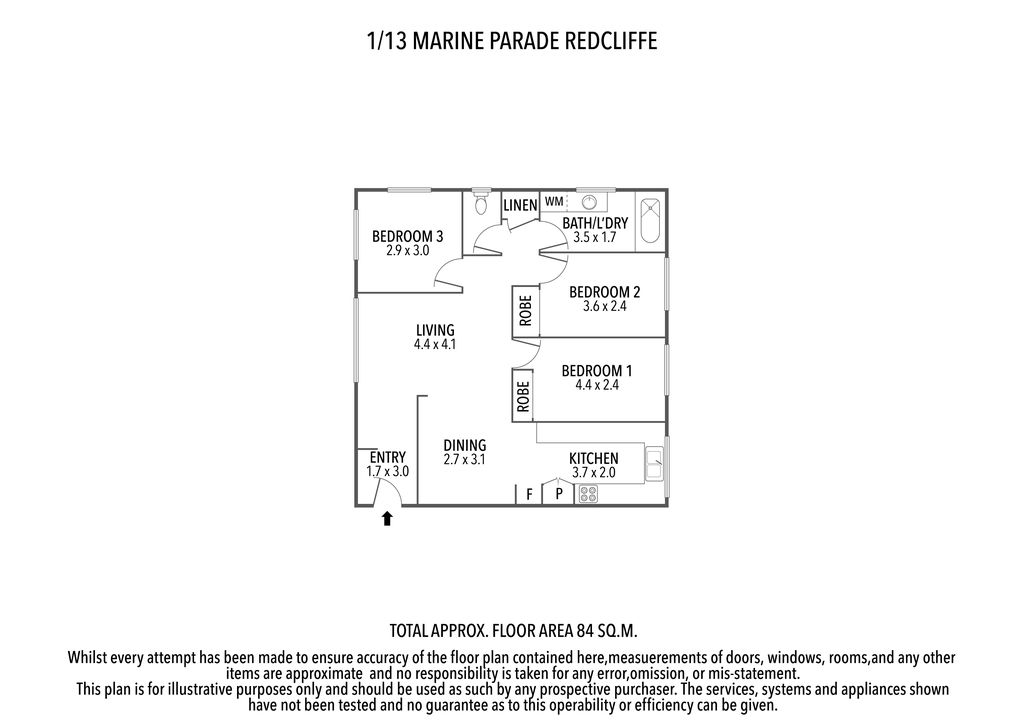 Floorplan for 1/13-15 Marine Parade, Redcliffe  QLD  4020