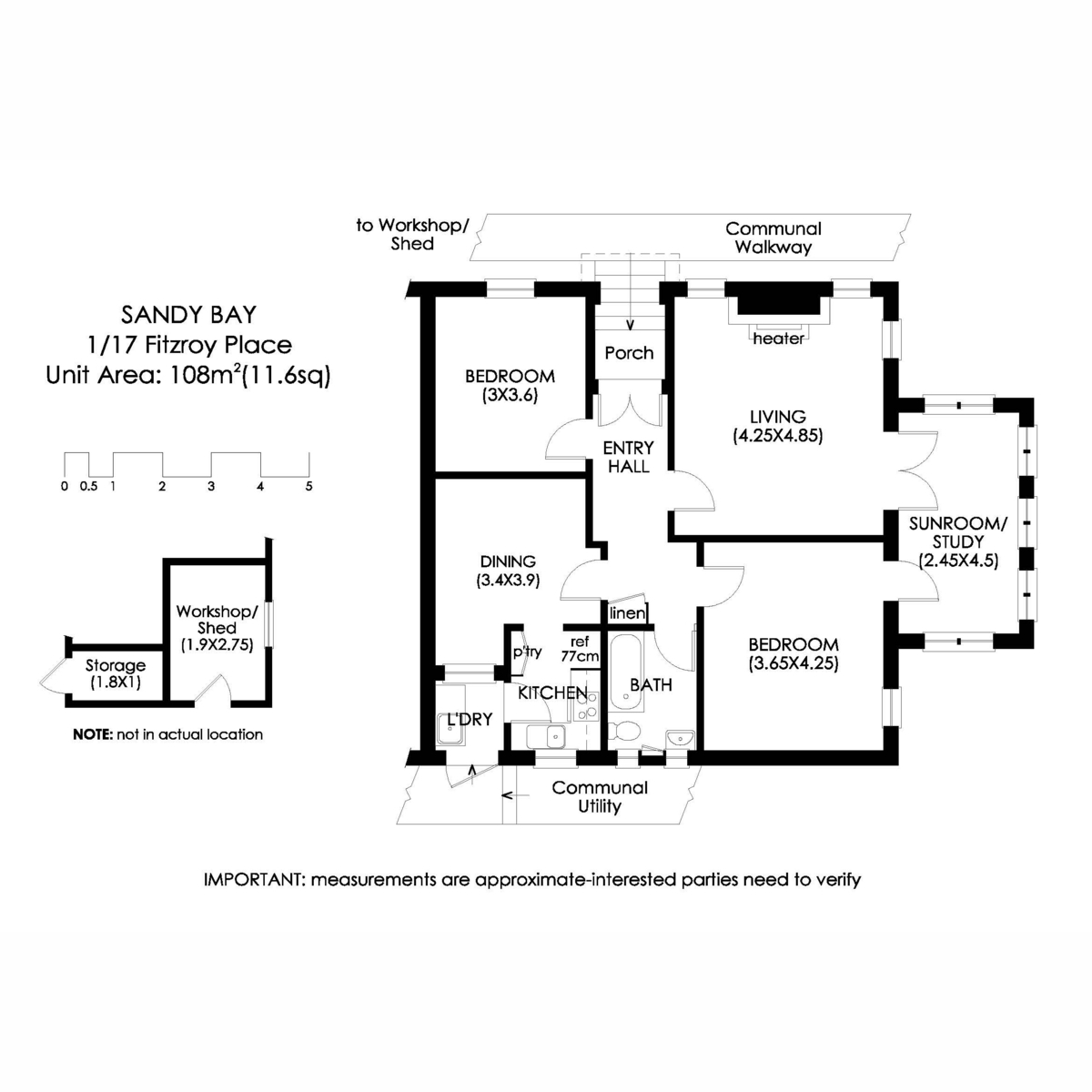 1/17 Fitzroy Place, Sandy Bay, TAS, 7005 - Floorplan 1